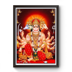 Panchmukhi Hanuman black wooden photo frame