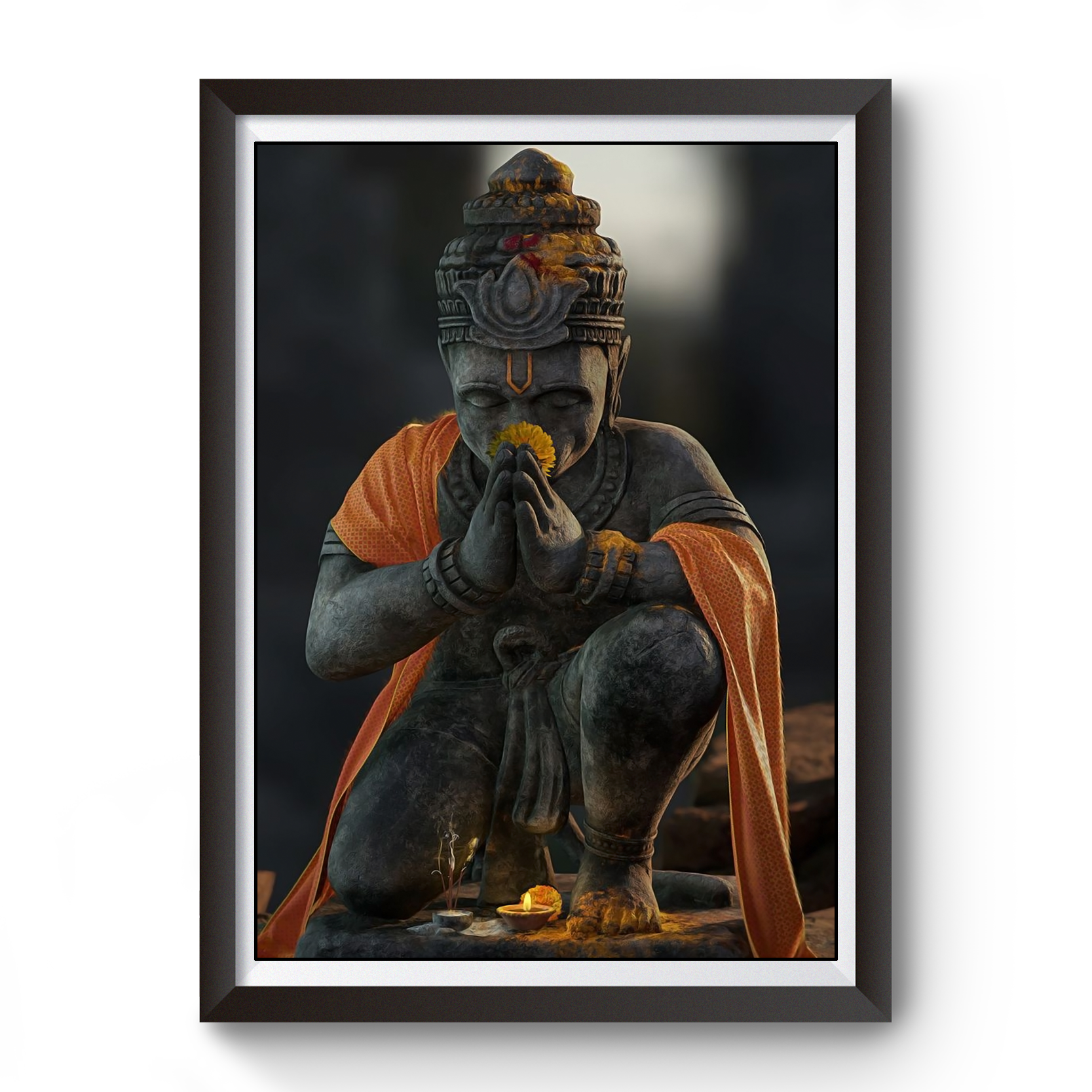 Hanuman black wooden photo frame