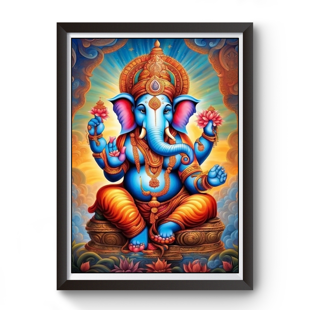 AI Generated Shri Ganesh Wooden Photo frame