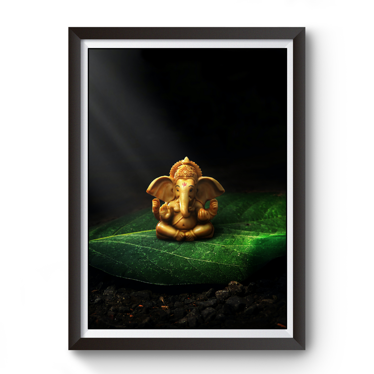 Artistic Shri Ganesh Black Wooden Photo Frame