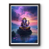 AI Generated Shri Ganesh Wooden Photo frame