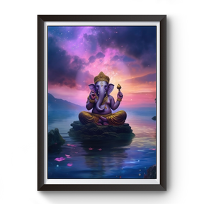 AI Generated Shri Ganesh Wooden Photo frame