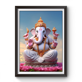 AI Generated Shri Ganesh Wooden Photo frame