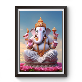 AI Generated Shri Ganesh Wooden Photo frame