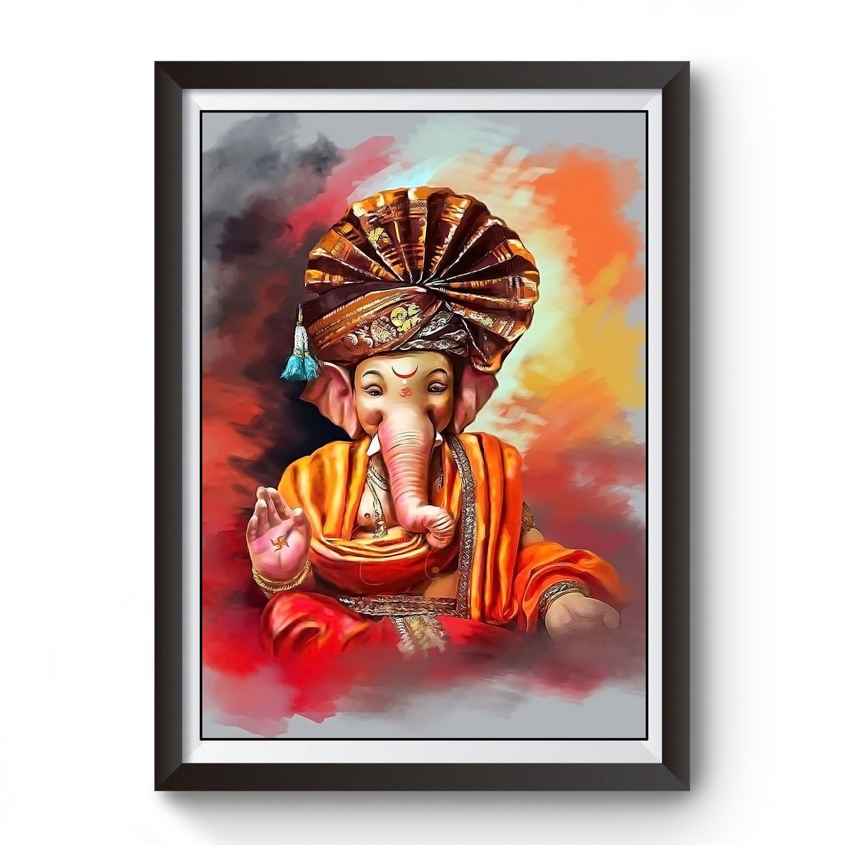 Artistic Shri Ganesh Black Wooden Photo Frame