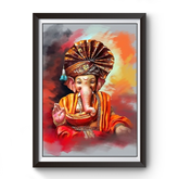 Artistic Shri Ganesh Black Wooden Photo Frame