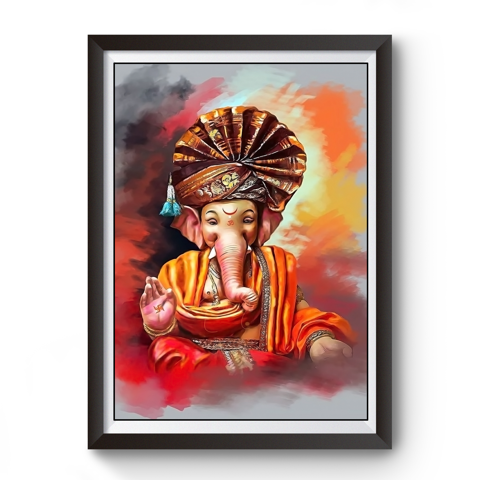 Artistic Shri Ganesh Black Wooden Photo Frame