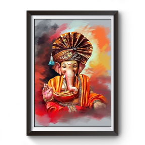 Artistic Shri Ganesh Black Wooden Photo Frame