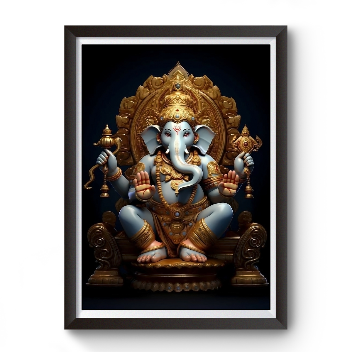 AI Generated Shri Ganesh Wooden Photo frame