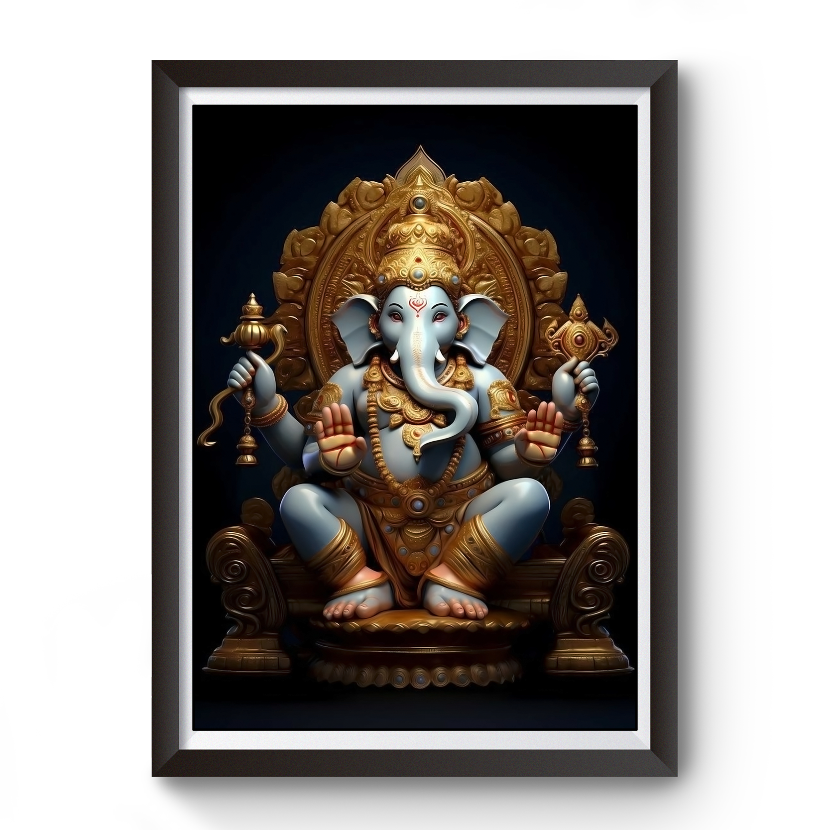 AI Generated Shri Ganesh Wooden Photo frame