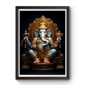 AI Generated Shri Ganesh Wooden Photo frame