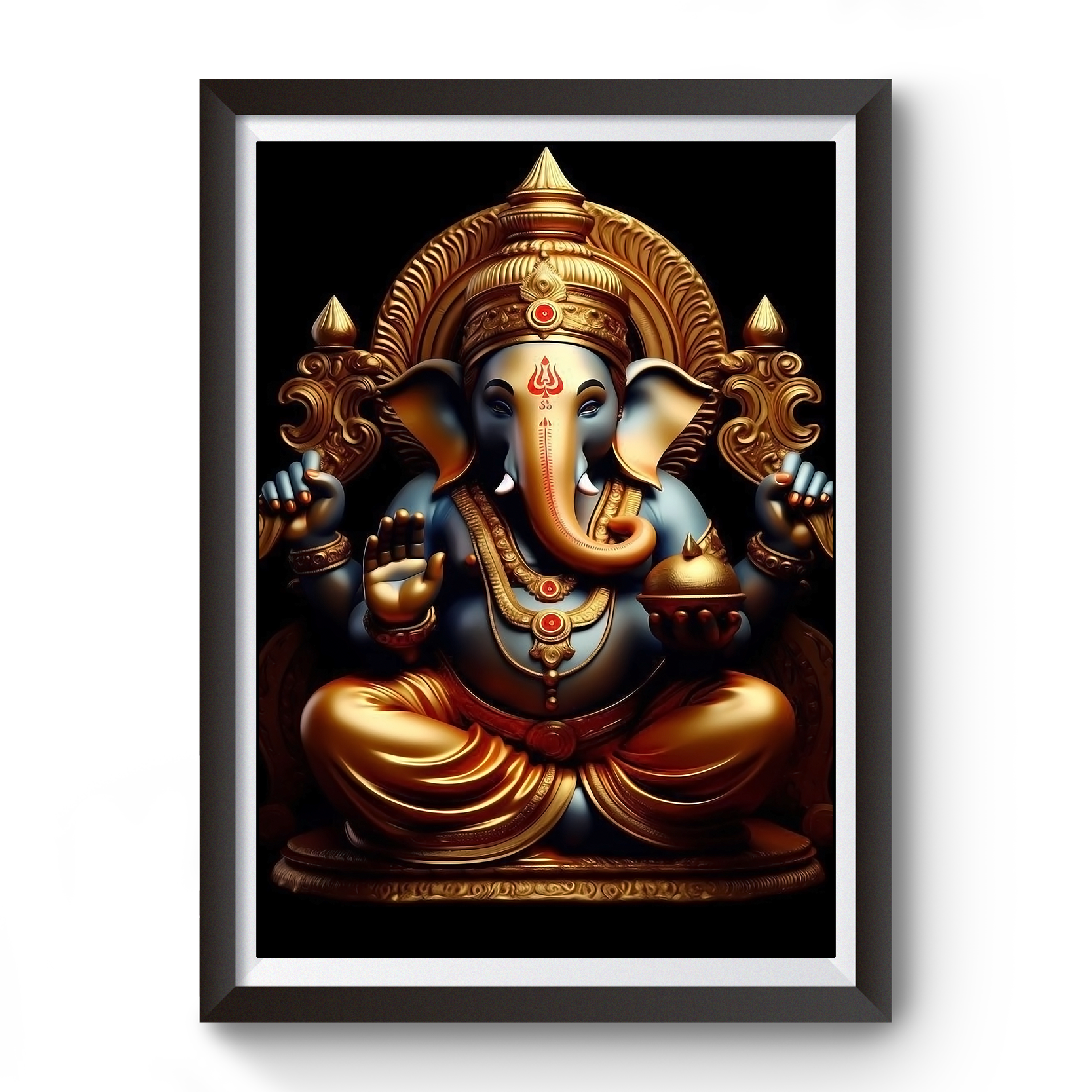 AI Generated Shri Ganesh Wooden Photo frame