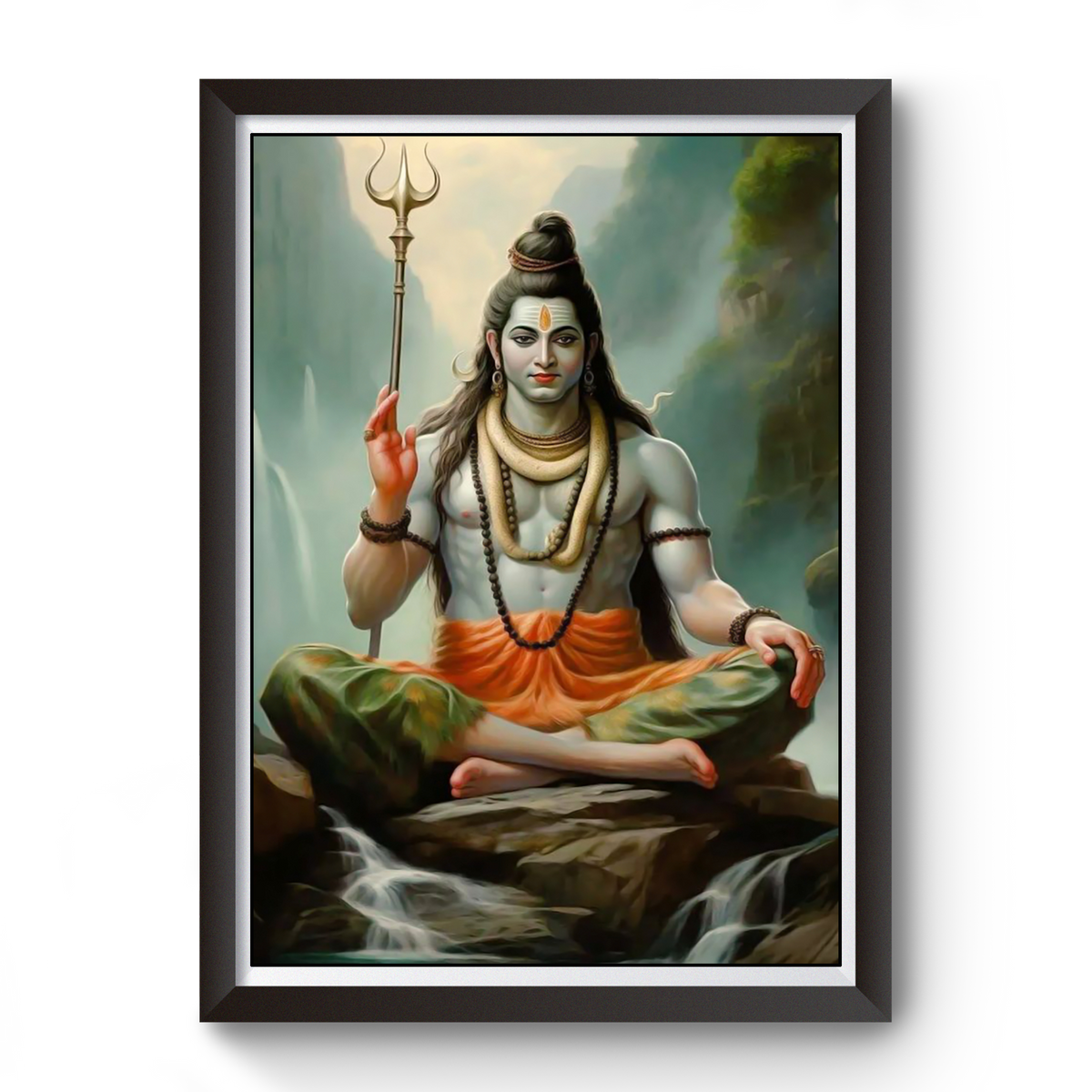 AI Generated Lord Shiva Artistic Wooden Black Photo Frame divine-frames