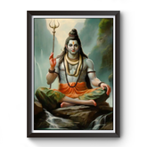 AI Generated Lord Shiva Artistic Wooden Black Photo Frame divine-frames