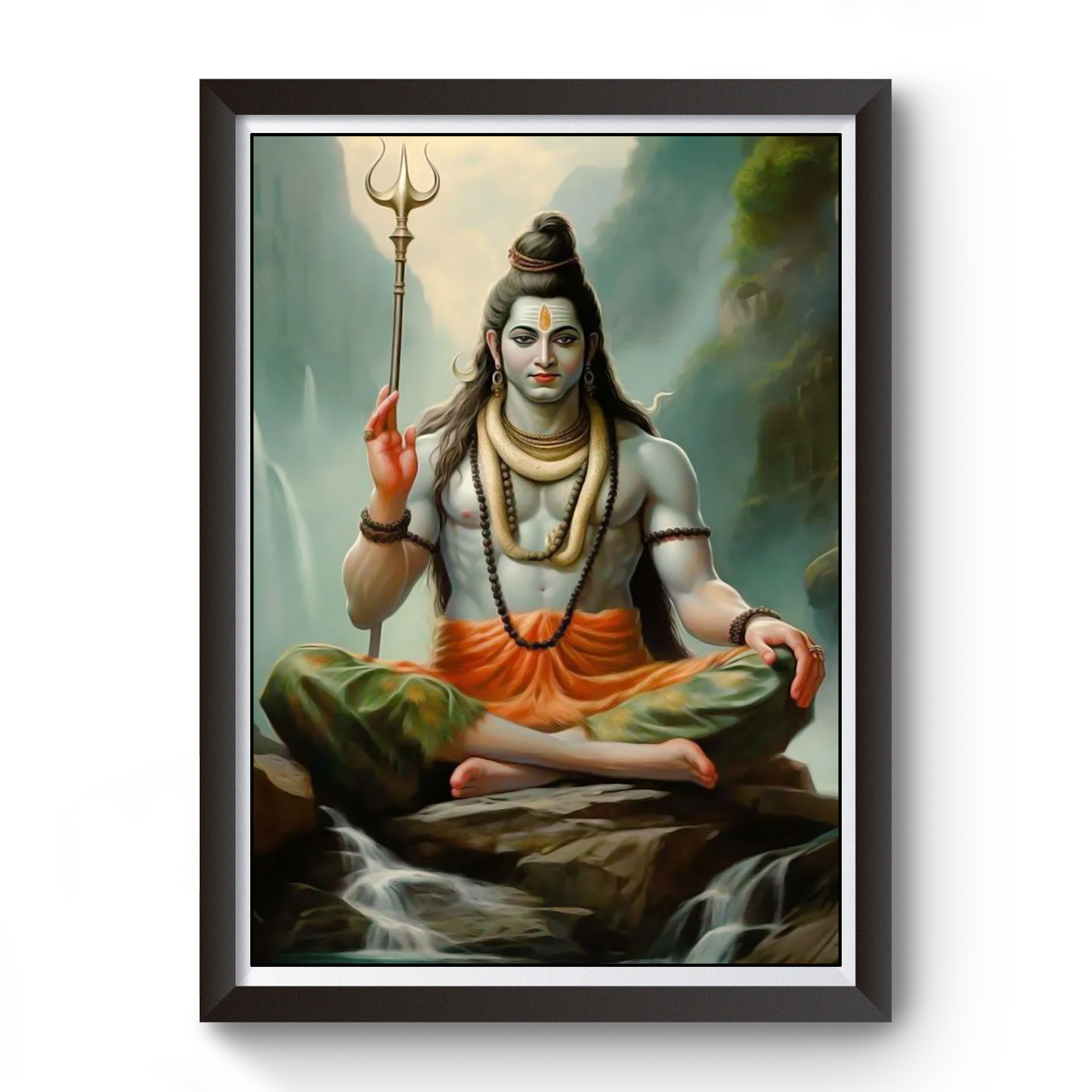 AI Generated Lord Shiva Artistic Wooden Black Photo Frame divine-frames