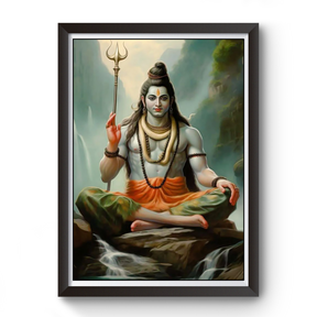 AI Generated Lord Shiva Artistic Wooden Black Photo Frame divine-frames