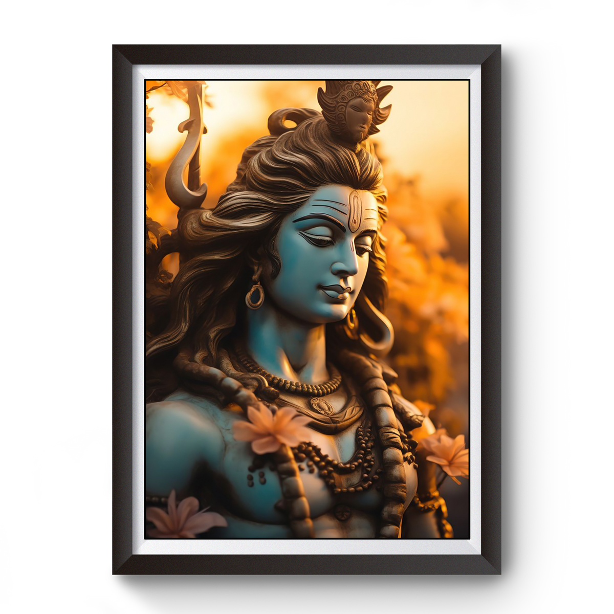 AI Generated Lord Shiva Artistic Wooden Black Photo Frame divine-frames