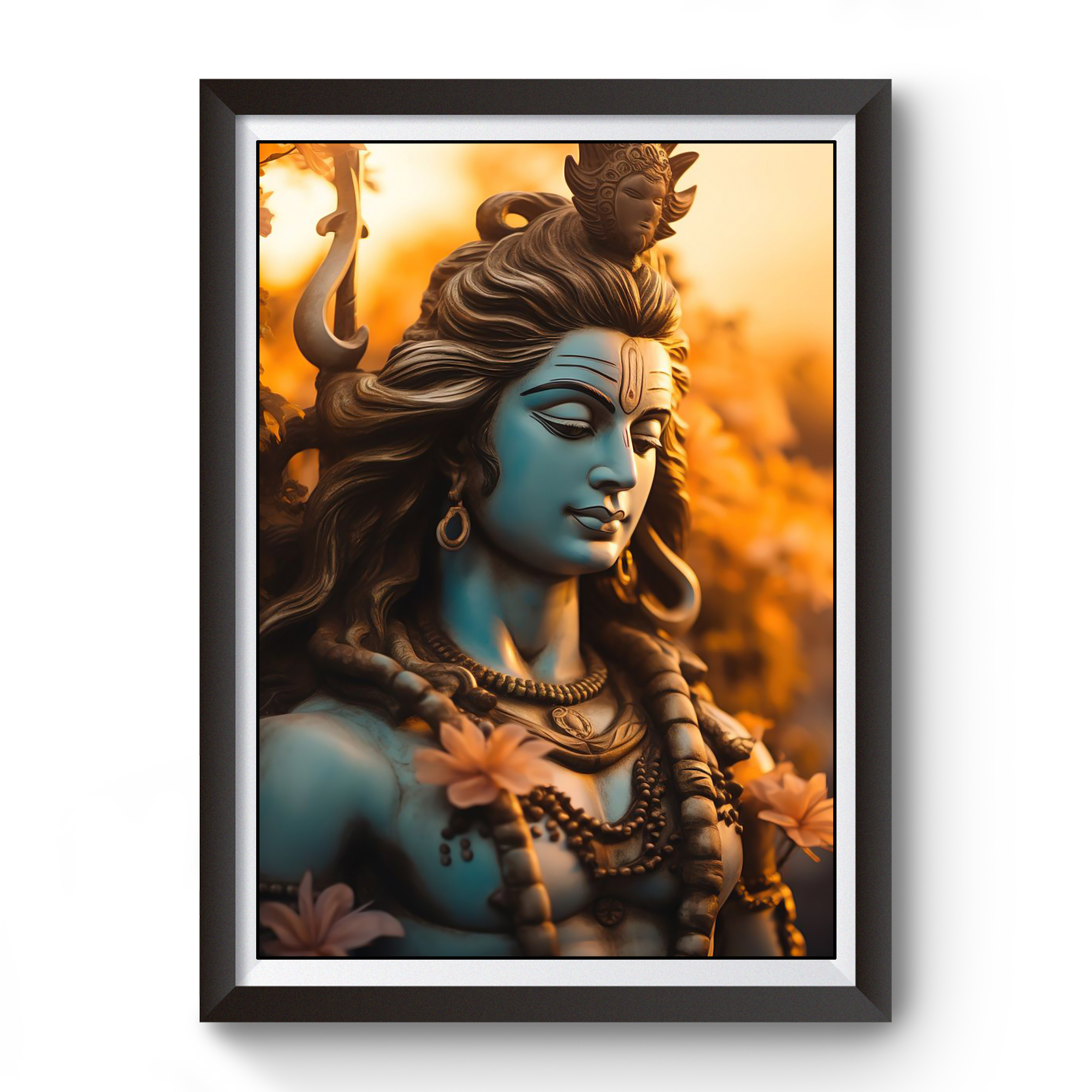 AI Generated Lord Shiva Artistic Wooden Black Photo Frame divine-frames