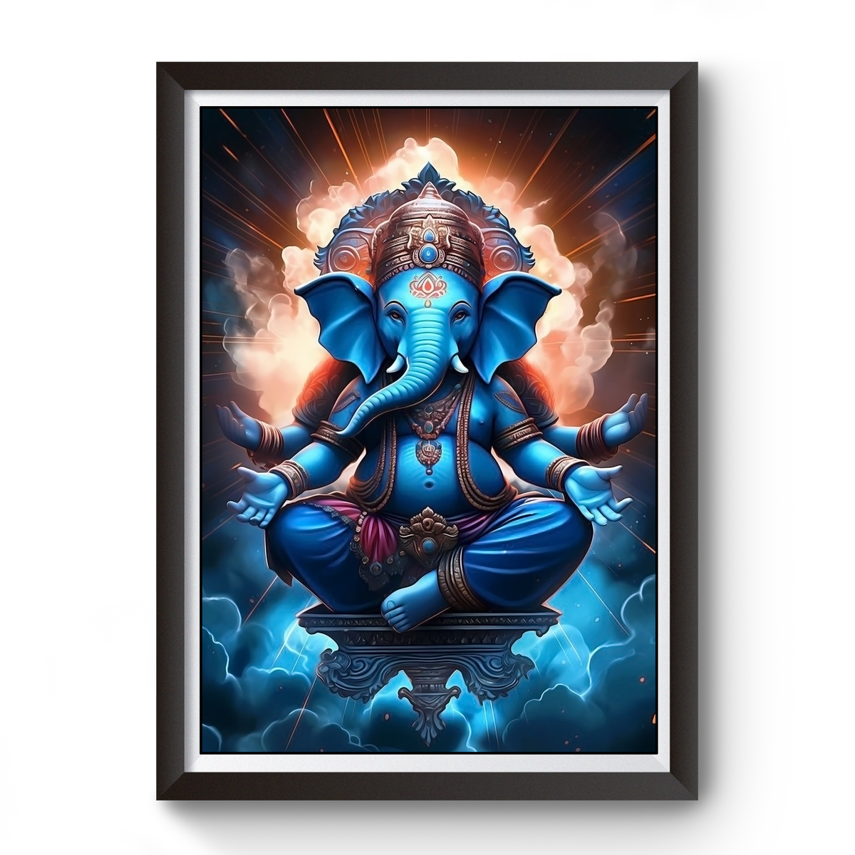 AI Generated Shri Ganesh Wooden Photo frame divine-frames