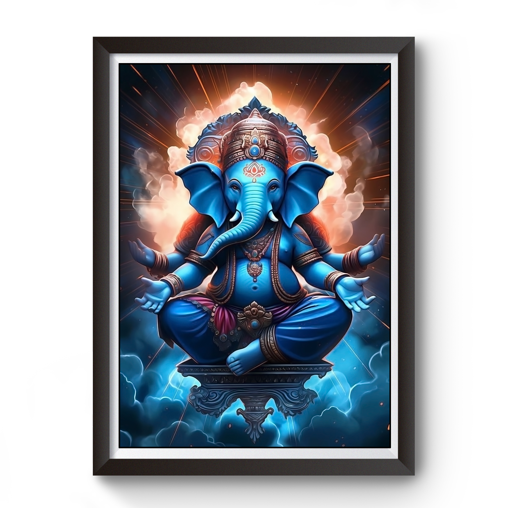 AI Generated Shri Ganesh Wooden Photo frame divine-frames