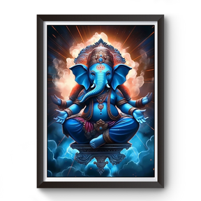 AI Generated Shri Ganesh Wooden Photo frame divine-frames