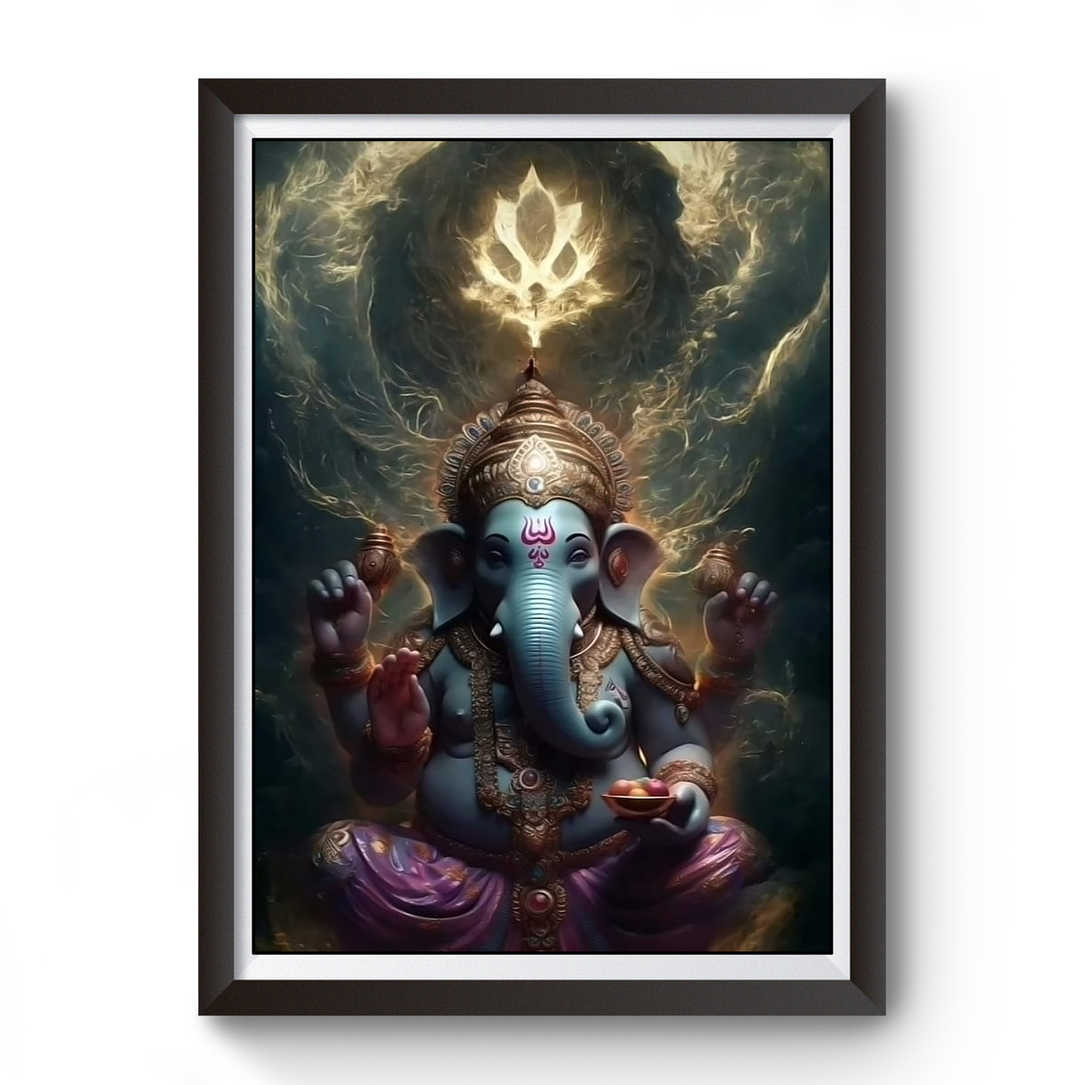 AI Generated Shri Ganesh Wooden Photo frame divine-frames