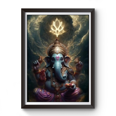 AI Generated Shri Ganesh Wooden Photo frame divine-frames