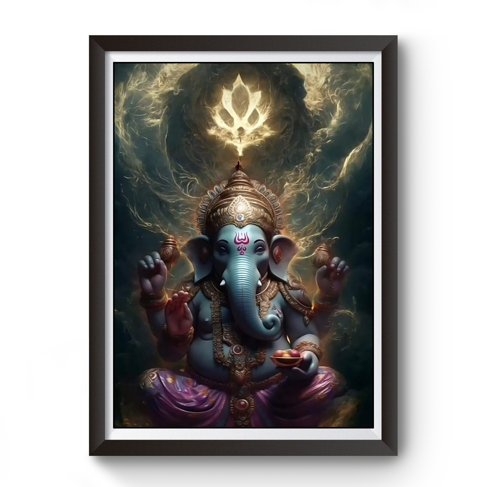 AI Generated Shri Ganesh Wooden Photo frame divine-frames