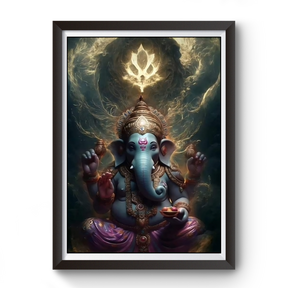 AI Generated Shri Ganesh Wooden Photo frame divine-frames