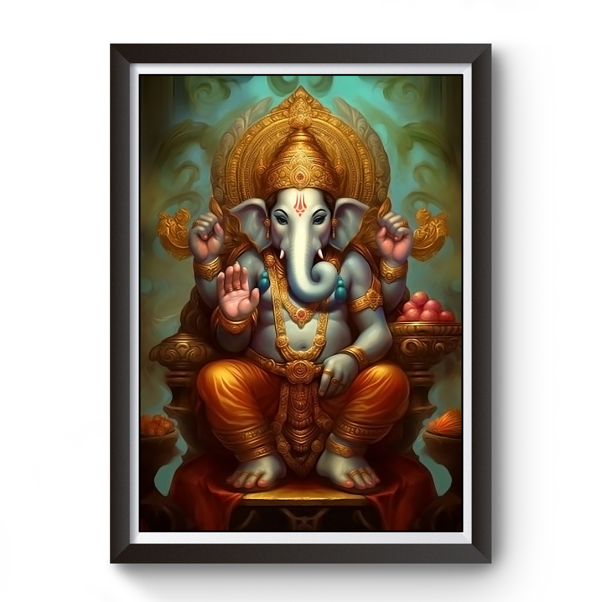 AI Generated Shri Ganesh Wooden Photo frame divine-frames