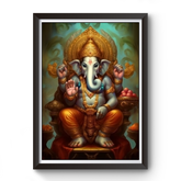 AI Generated Shri Ganesh Wooden Photo frame divine-frames