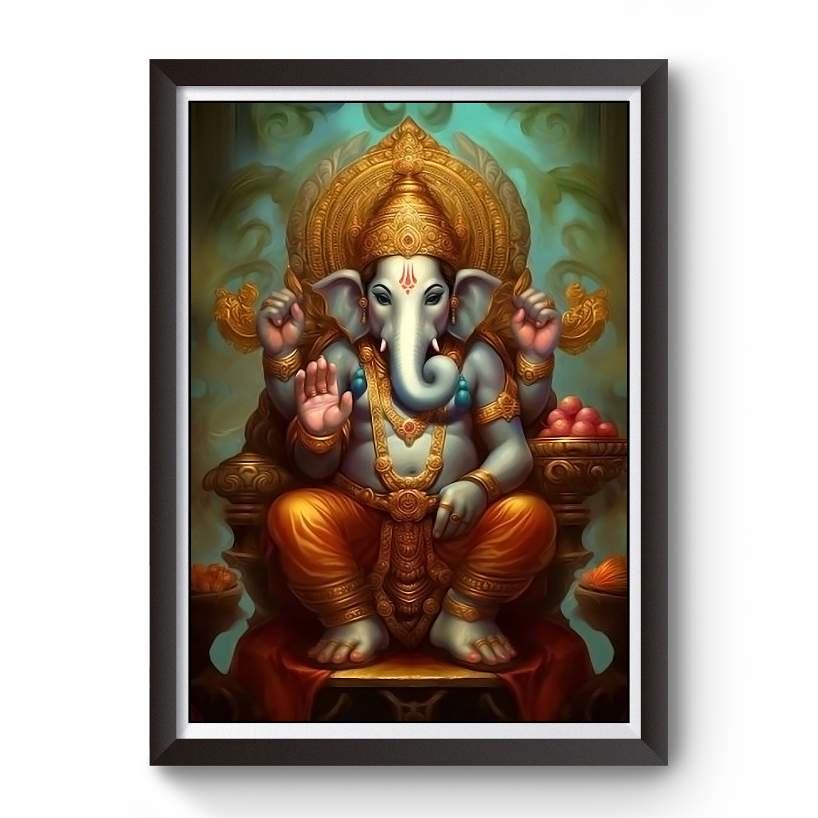 AI Generated Shri Ganesh Wooden Photo frame divine-frames