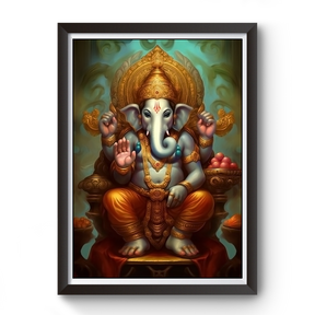 AI Generated Shri Ganesh Wooden Photo frame divine-frames