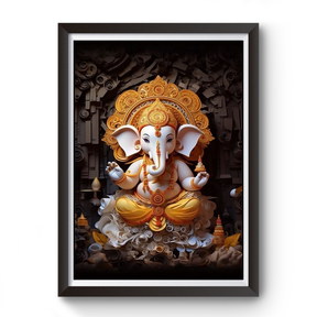 AI Generated Shri Ganesh Wooden Photo frame divine-frames