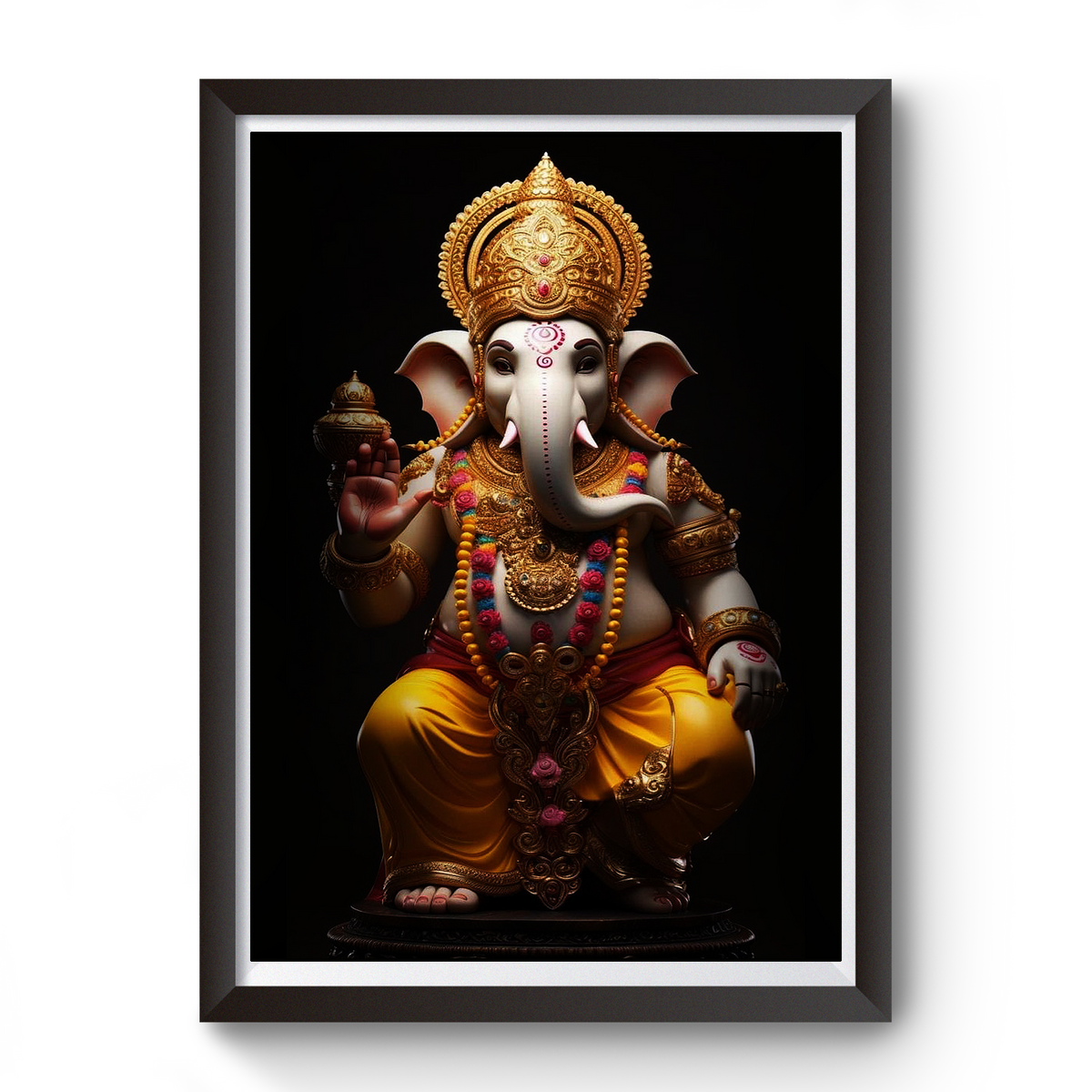 AI Generated Shri Ganesh Wooden Photo frame divine-frames