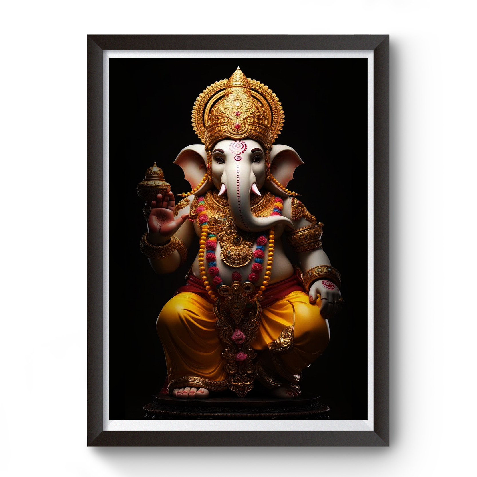 AI Generated Shri Ganesh Wooden Photo frame divine-frames