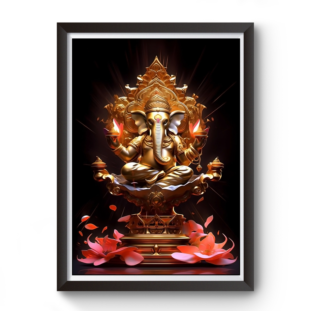 AI Generated Shri Ganesh Wooden Photo frame divine-frames