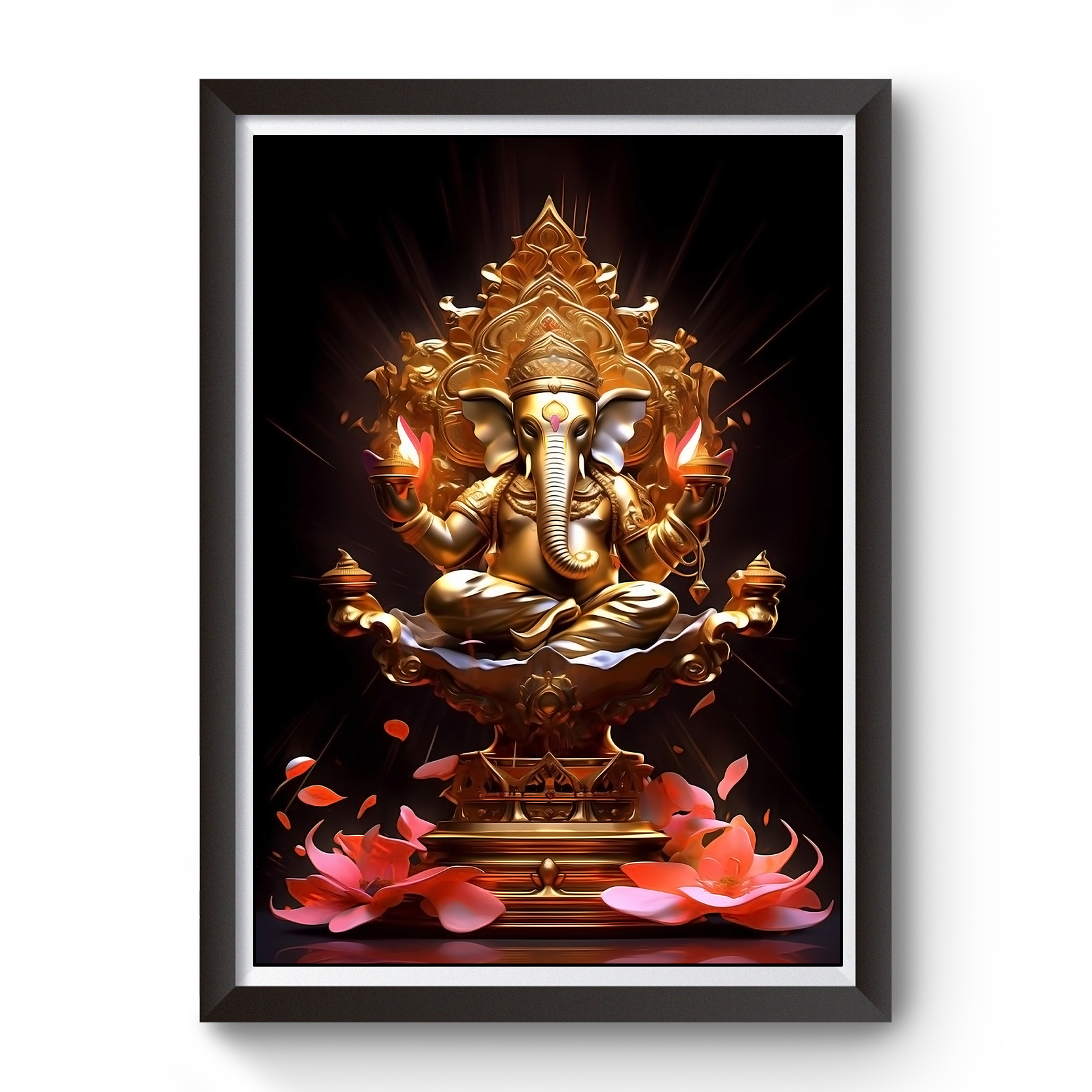 AI Generated Shri Ganesh Wooden Photo frame divine-frames