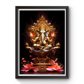 AI Generated Shri Ganesh Wooden Photo frame divine-frames