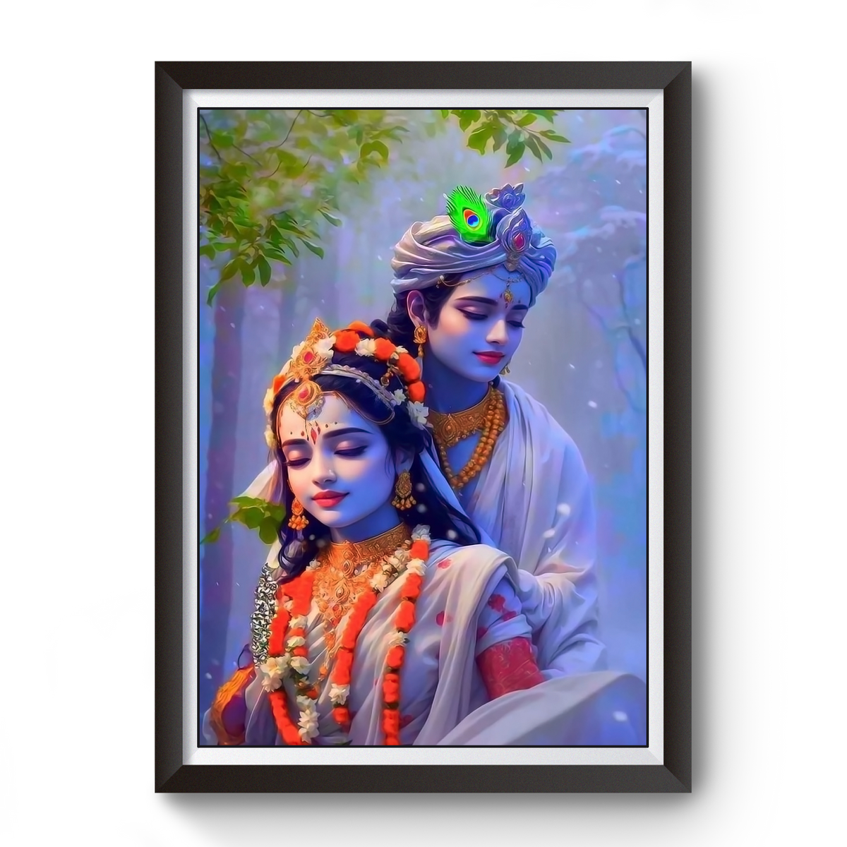 AI Generated Shri Kirshna Black Wooden Frame divine-frames