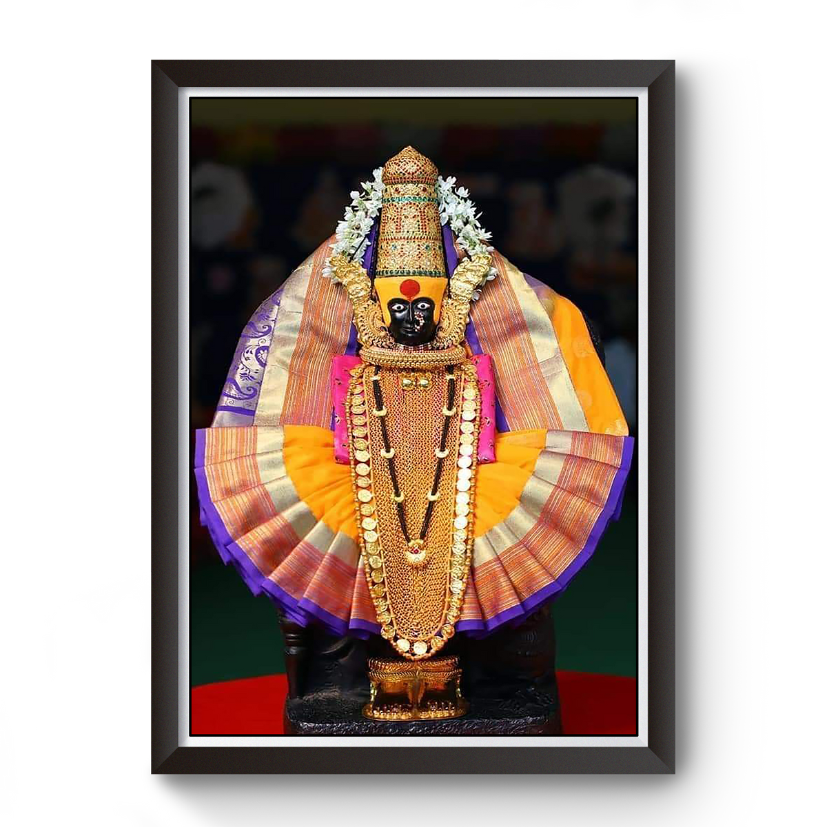 Aai Tuljapur Bhavani Mata Black Wooden Photo Frame divine-frames