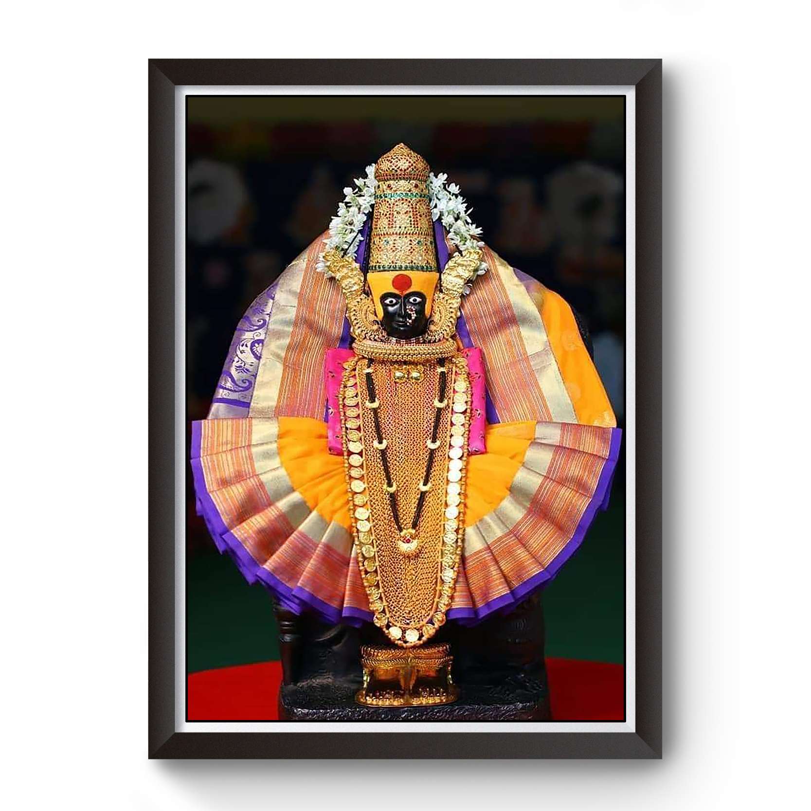 Aai Tuljapur Bhavani Mata Black Wooden Photo Frame divine-frames