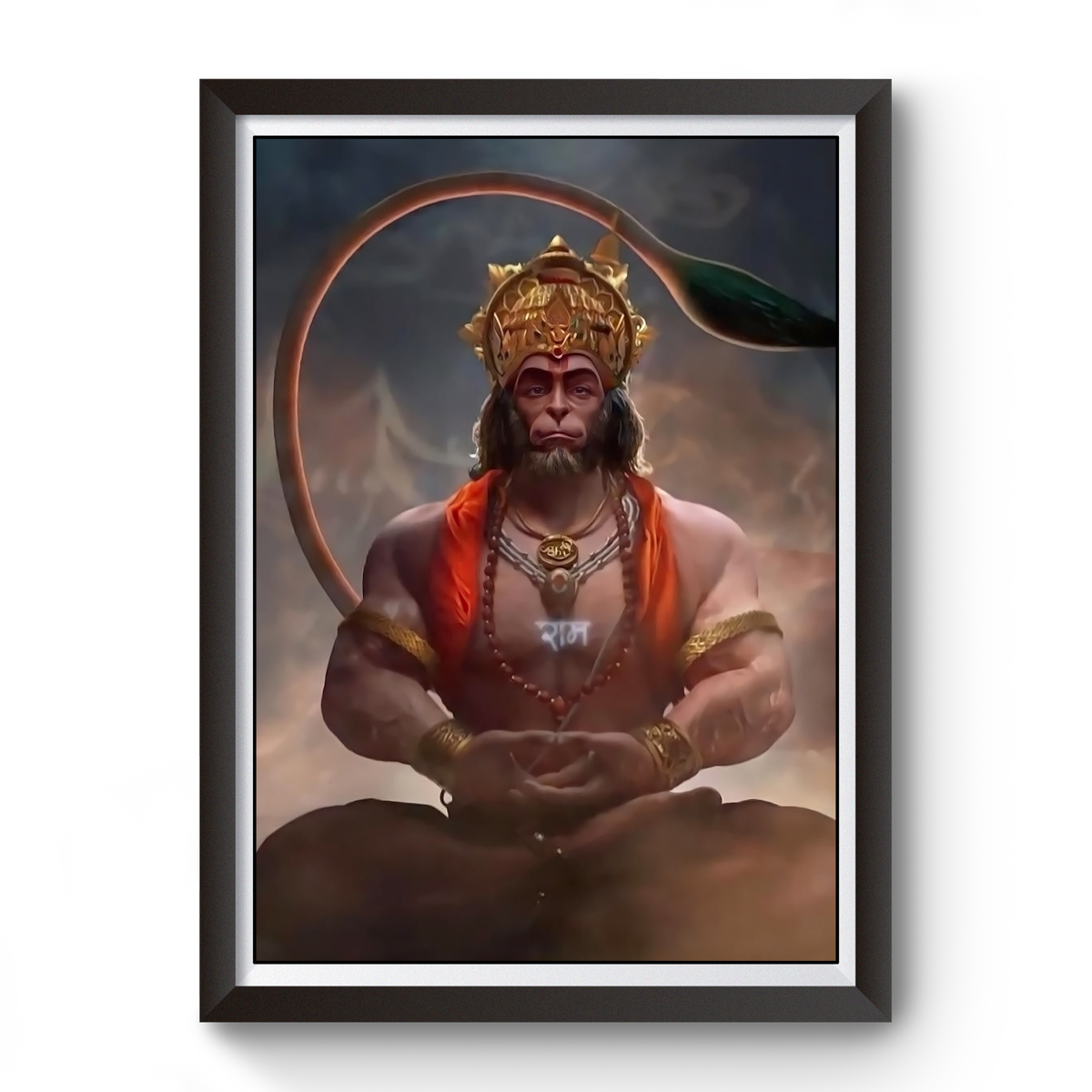 Artistic Lord Hanuman wooden photo frame divine-frames