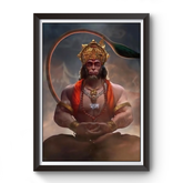 Artistic Lord Hanuman wooden photo frame divine-frames