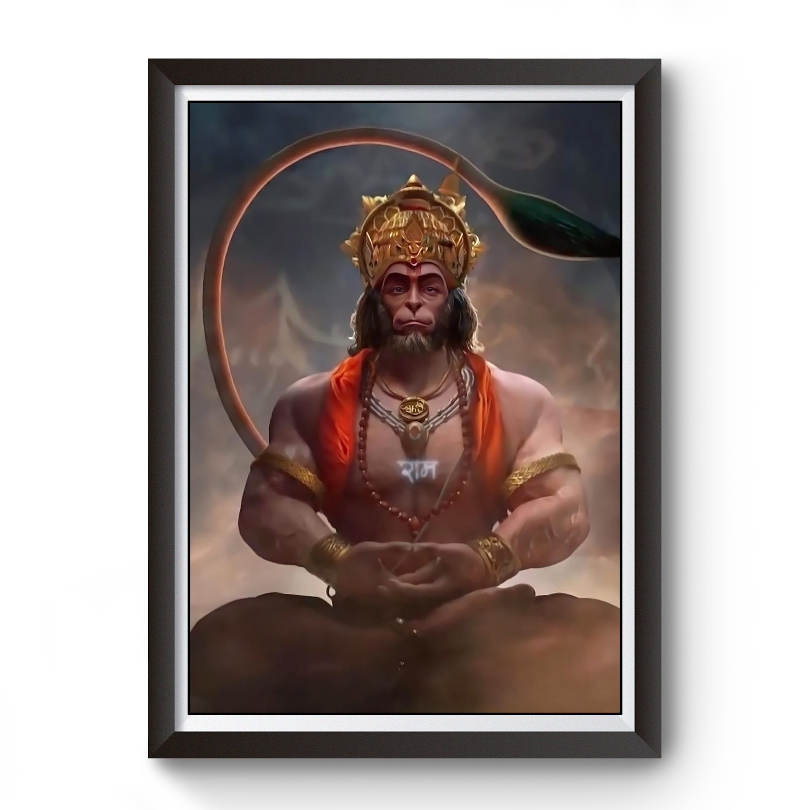 Artistic Lord Hanuman wooden photo frame divine-frames