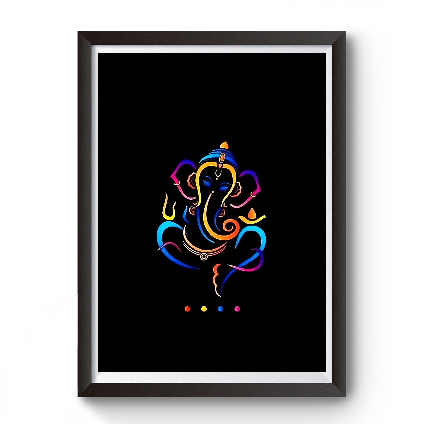 Artistic Shri Ganesh Black Wooden Photo Frame divine-frames