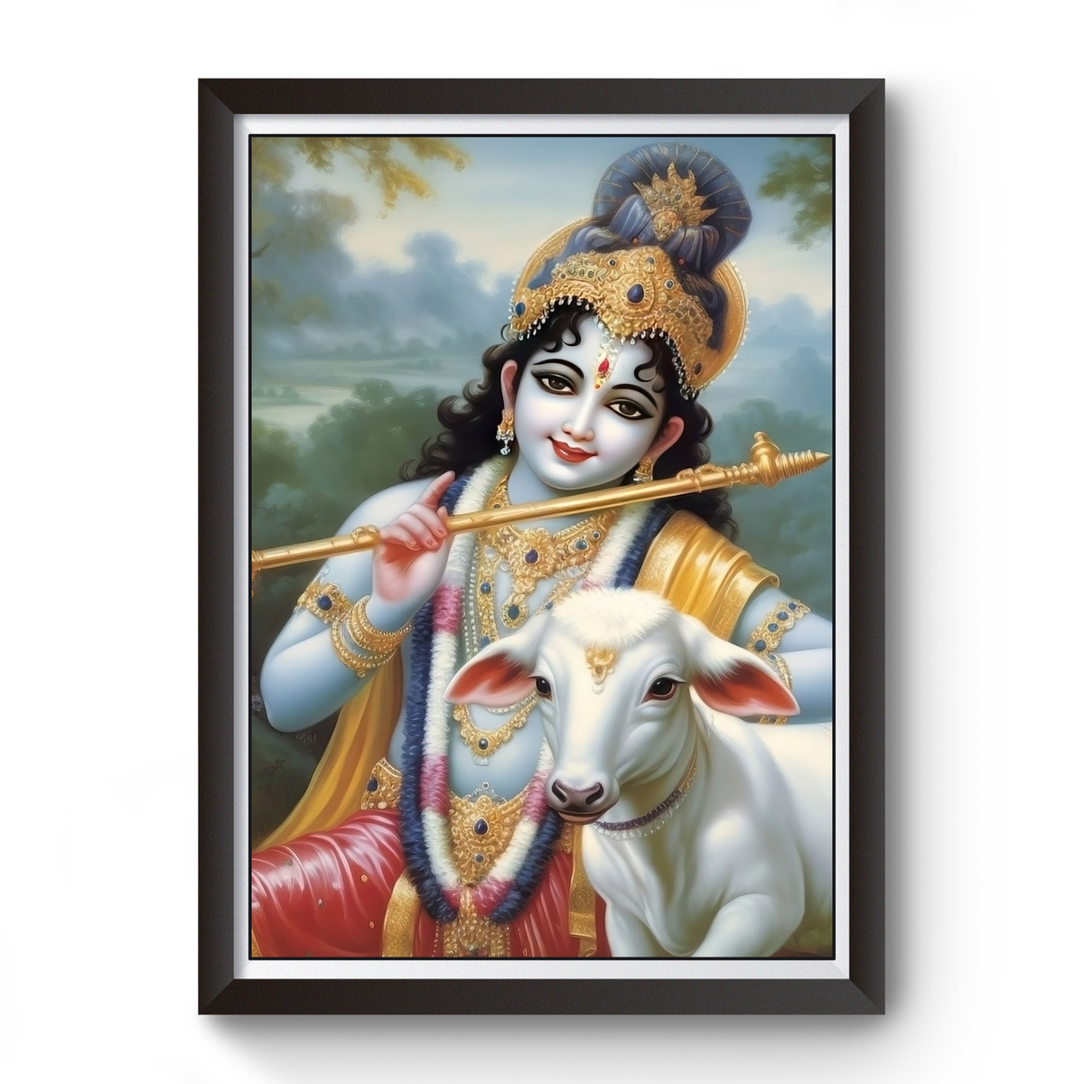 Artistic Shri Krishna Wooden Black Photo frame divine-frames