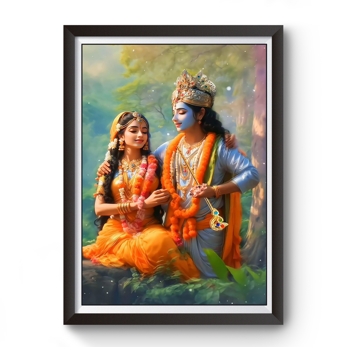 Artistic Shri Radhe Krishna Wooden Black Photoframe divine-frames