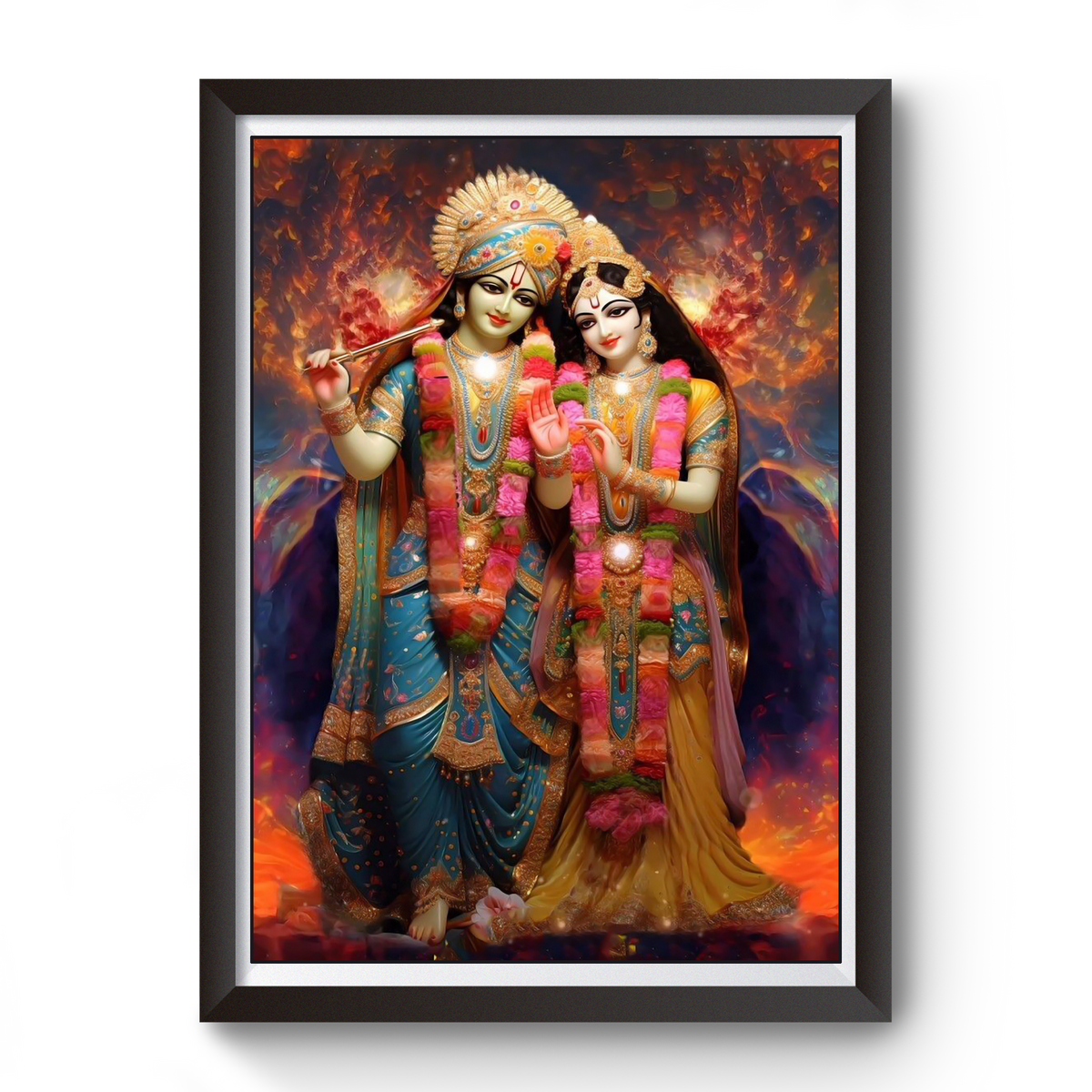 Artistic Shri Radhe Krishna Wooden Black Photoframe divine-frames