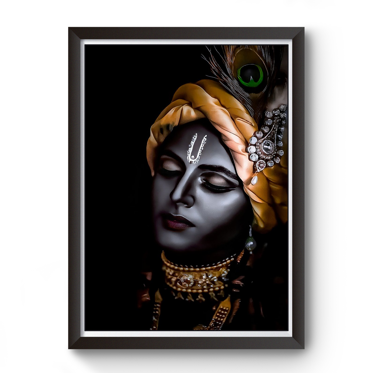 Blackout Shri Krishna Wooden Photo Frame divine-frames